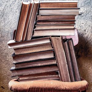 Vintage photo of books on a stool